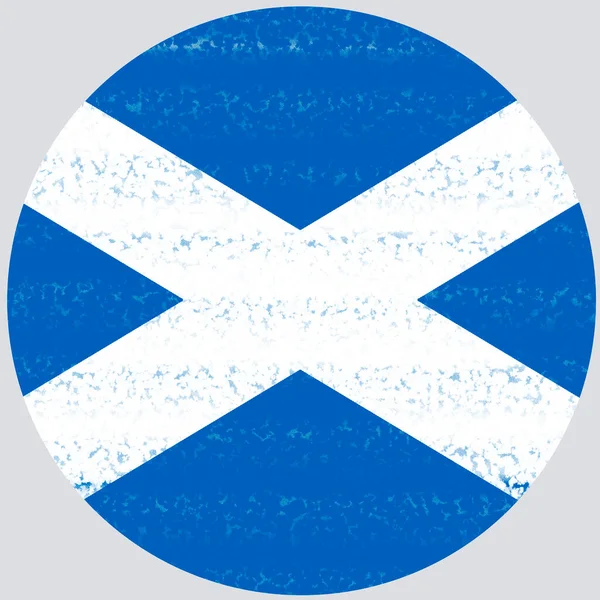 Ilustración Con Efecto Pincelada Bandera Escocia Forma Circular Fondo Gris —  Fotos de Stock