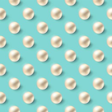 Turkuaz arka planda gerçekçi inciler. Vektörsüz desen