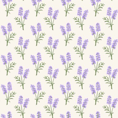 Elle çizilmiş menekşe lavanta çiçeklerinin kusursuz deseni