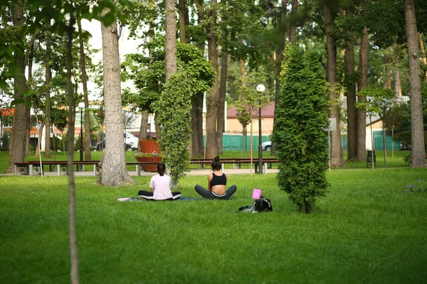 Vrouwen Nemen Yoga Het Stadspark — Stockfoto
