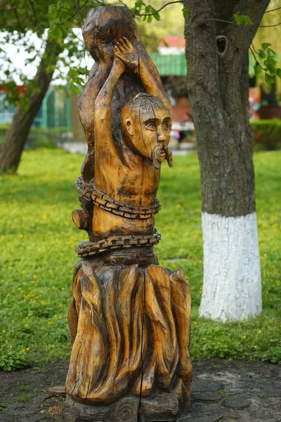 Mirgorod Myrhorod Ukraine Mai 2021 Sculpture Bois Des Célèbres Personnages — Photo