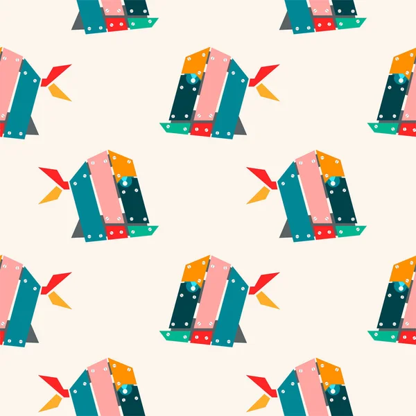 Colorful Vector Seamless Pattern Abstract Metal Fish — ストックベクタ