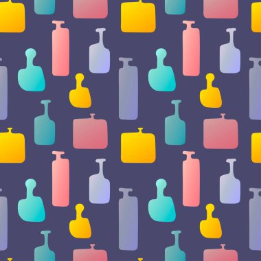 Colorful abstract bottles vector seamless pattern