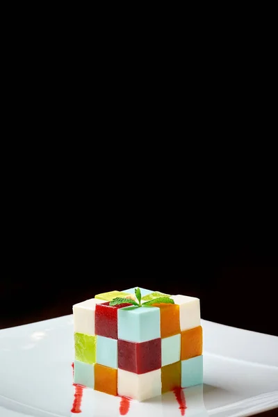 Jelly Dessert Coloured Yummy Isolated Black Background — Stock Photo, Image