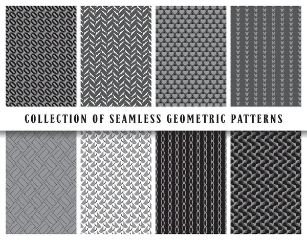 Vector Seamless Geometric Pattern Background Set Collection Black Grey White Stock Vector