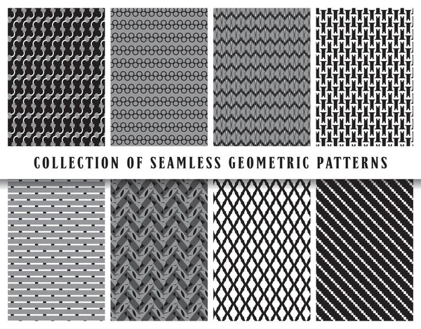 Ensemble Motifs Géométriques Vectoriels Sans Couture Collection Noir Gris Blanc Graphismes Vectoriels