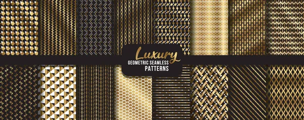 Vector Seamless Geometric Golden Pattern Background Set Luxury Collection Abstract Стоковая Иллюстрация