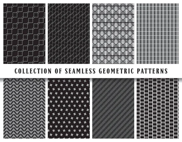 Vector Seamless Geometric Pattern Background Set Collection Black Grey White Лицензионные Стоковые Иллюстрации