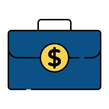 Para çantası konseptini gösteren valizin üzerindeki dolar.