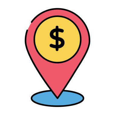 Banka konumu içinde dolar, trend vektör tasarımı