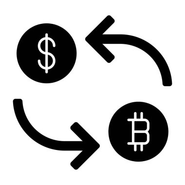 Bitcoin 'li dolar, sağlam para değişimi tasarımı.