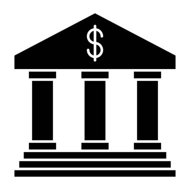 Sergilenen banka binası simgesi üzerine dolar