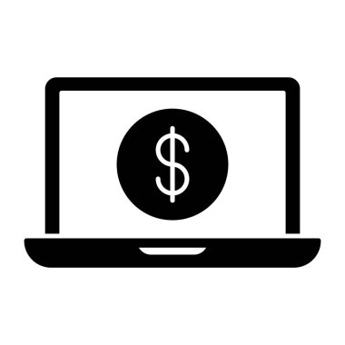 Bilgisayarın içinde dolar sikkesi, online bankacılık simgesi