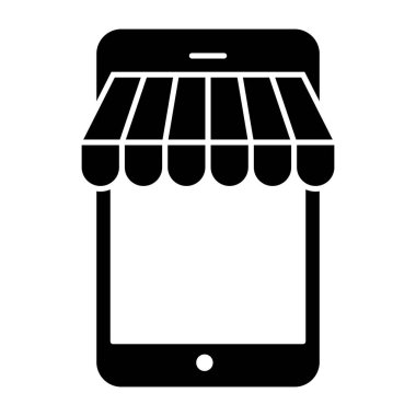 Mobil alışveriş simgesi, akıllı telefonun içindeki el arabası