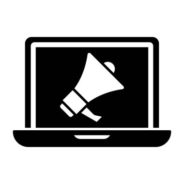 Bilgisayarın içindeki megafon, dijital pazarlamanın sağlam tasarımı