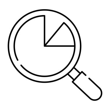 Büyüteç altında pasta grafiği, arama verilerinin simgesi