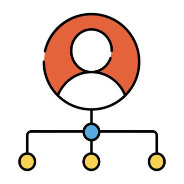 Kullanıcı ağının simgesi olan düğümlere bağlı Avatar