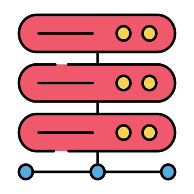 Düz dizaynlı ağ sunucusunun simgesi