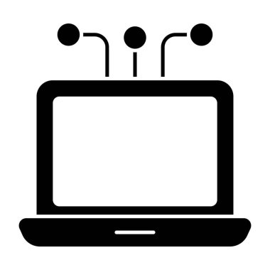 Dizüstü bilgisayar ağının sağlam bir tasarım simgesi