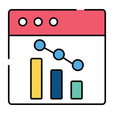 Web istatistiklerinin düz tasarım simgesi