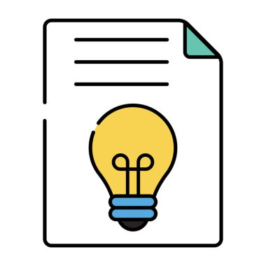 Katlanmış kağıt üzerinde ampul, yaratıcı belgenin simgesi