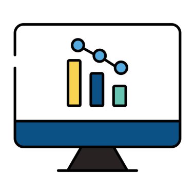 Çevrimiçi bilgi grafiğinin düz tasarım simgesi