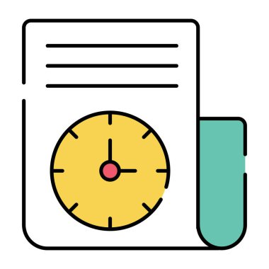 Katlanmış kağıt üzerindeki saat proje zamanı kavramını gösterir