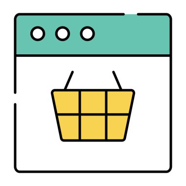 İnternet sayfasında ağ alışverişi kavramını gösteren sepet