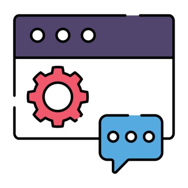 Web sayfasında dişli, web yönetimi simgesi