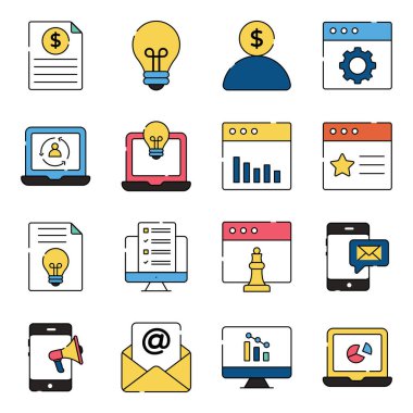 İş Yönetimi Düz Simgeleri Paketi