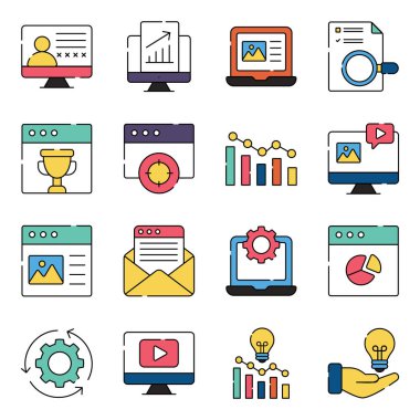 İş Düz Simgelerini Paketle