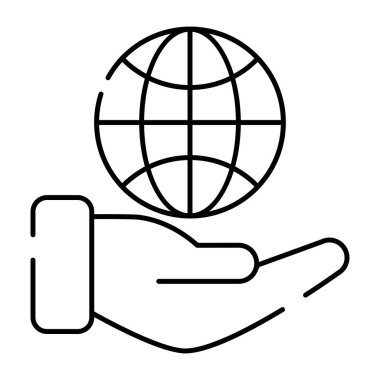 Global servis simgesini gösteren el ele tutuşan küresel servis simgesi