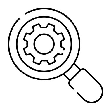 Büyüteç altında vites, arama ayarları simgesi