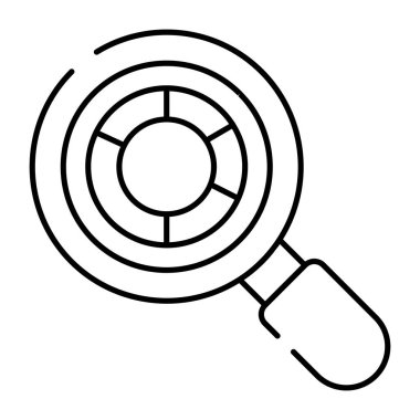 Büyüteç altında pasta grafiği, veri analizi simgesi