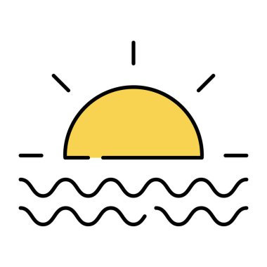 Gün batımı, günbatımı kavramını yansıtan su dalgalarıyla.