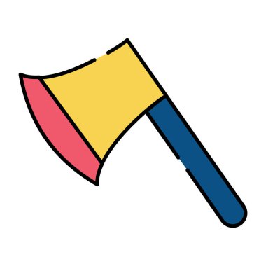 Tahta kesme aracı simgesi, baltanın düz tasarımı