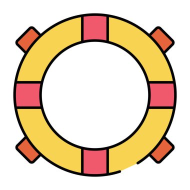 Şişirilebilir kurtarma tüpü simgesi, yaşam şamandırasının düz tasarımı