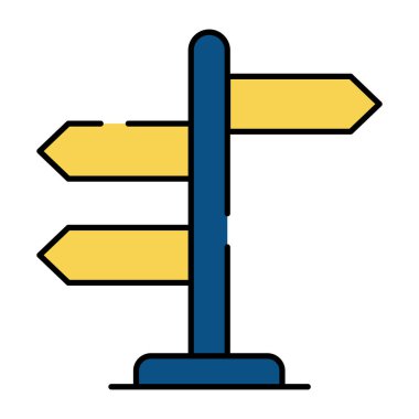 Düz dizayn edilmiş yön posta simgesi, yol direği vektörü