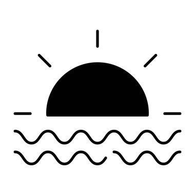 Gün batımı, günbatımı kavramını yansıtan su dalgalarıyla.