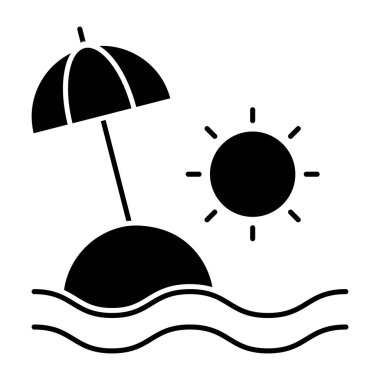 Gün batımı ve deniz dalgaları plaj günbatımı kavramını simgeliyor.