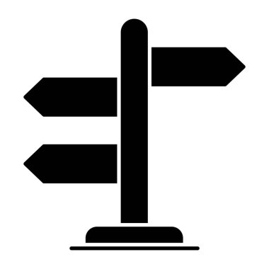 Katı tasarım ve yol direği vektöründe yön ikonu