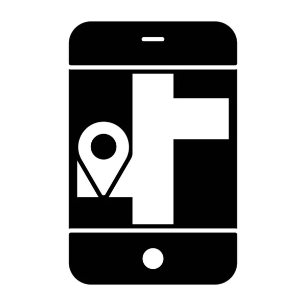 Pin Ubicación Dentro Del Teléfono Inteligente Icono Del Mapa Móvil — Vector de stock