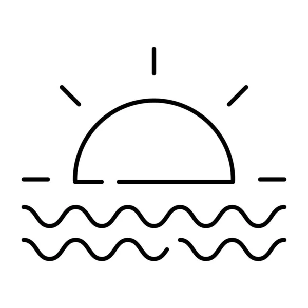 日没の概念を示す水の波と日没 — ストックベクタ