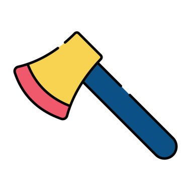 Tahta kesme aracı simgesi, baltanın düz tasarımı