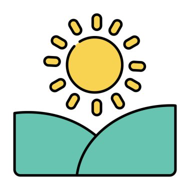 Güneşin düz dizayn ikonu, düzenlenebilir vektör