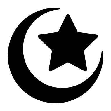 Yıldızlı ay, parlak gecenin simgesi katı tasarım.