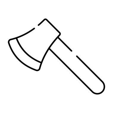 Tahta kesme aracı simgesi, baltanın doğrusal tasarımı