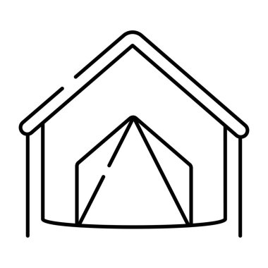 Kampın doğrusal tasarım simgesi, açık hava konaklama