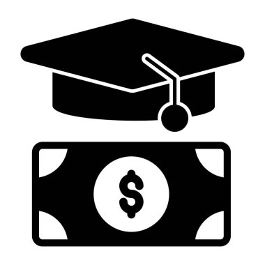 Banknotlu mortarboard, eğitim ödeneğinin sağlam tasarımı