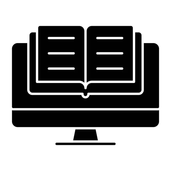 Libro Dentro Del Ordenador Portátil Que Denota Concepto Ebook — Vector de stock